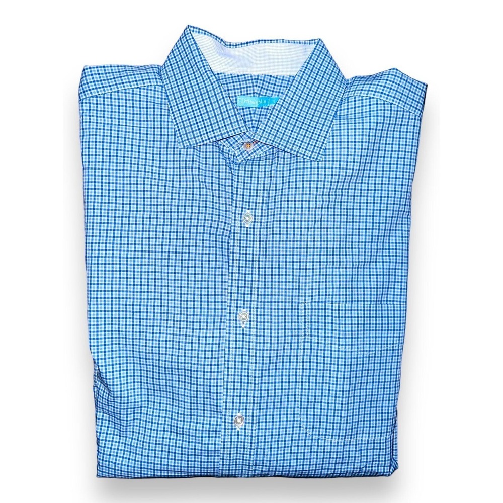 C5 J McLaughlin Men's Shirt Top Blue Large Button Front Casual‎ Dress